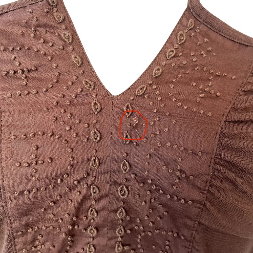 Vintage Y2K AEO halter sun dress brown cross strap tie back embroidered XS - Picture 11 of 16